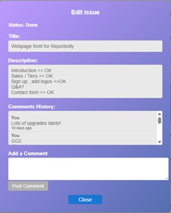 User comments on an issue