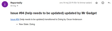 Email notification received by submitter